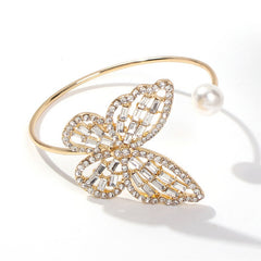 Fashion Rhinestone Big Butterfly Cuff Bracelet For Women Etrendy New Style Personality Bracelets & Bangles