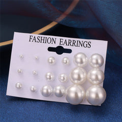 Aveuri White Simulated bead Earrings Set For Women On Ear Ball Stud Earrings Bijouteria brincos Jewelry Accessories Wholesale