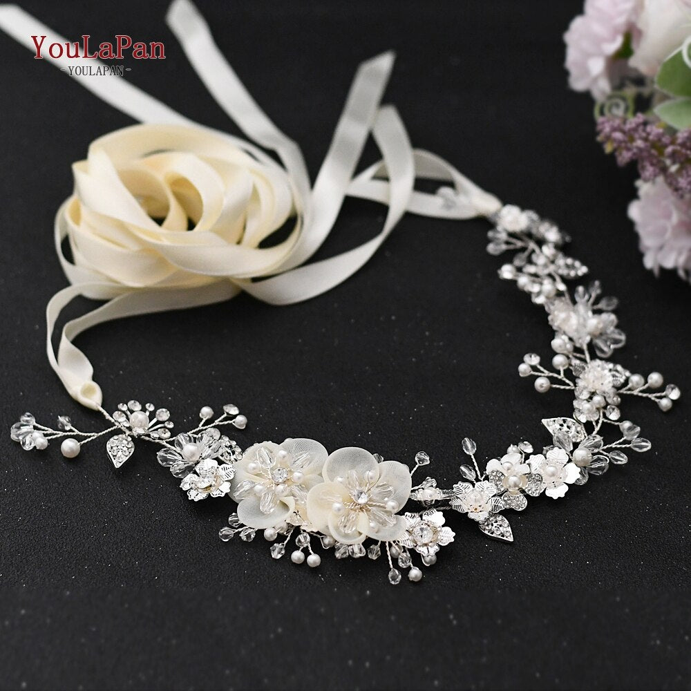 Aveuri SH275 Bridal Belt Silver Rhinestone Sash Belt For Wedding Dress Belts Girls Pearl Belts Bridesmaid Flower Bridal Belt