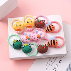 Back to school 2023 AVEURI 10PCS/Set Cute Cartoon Animals Hair Bands Girls Elastic Rubber Band Headwear Hair Accessories Kids Headband Ornaments Gift