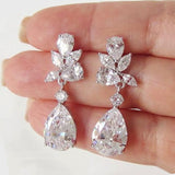 Aveuri  Crystal Drop Earrings with Bling Bling Cubic Zirconia Temperament Women Earrings High Quality Silver Color Trendy Jewelry