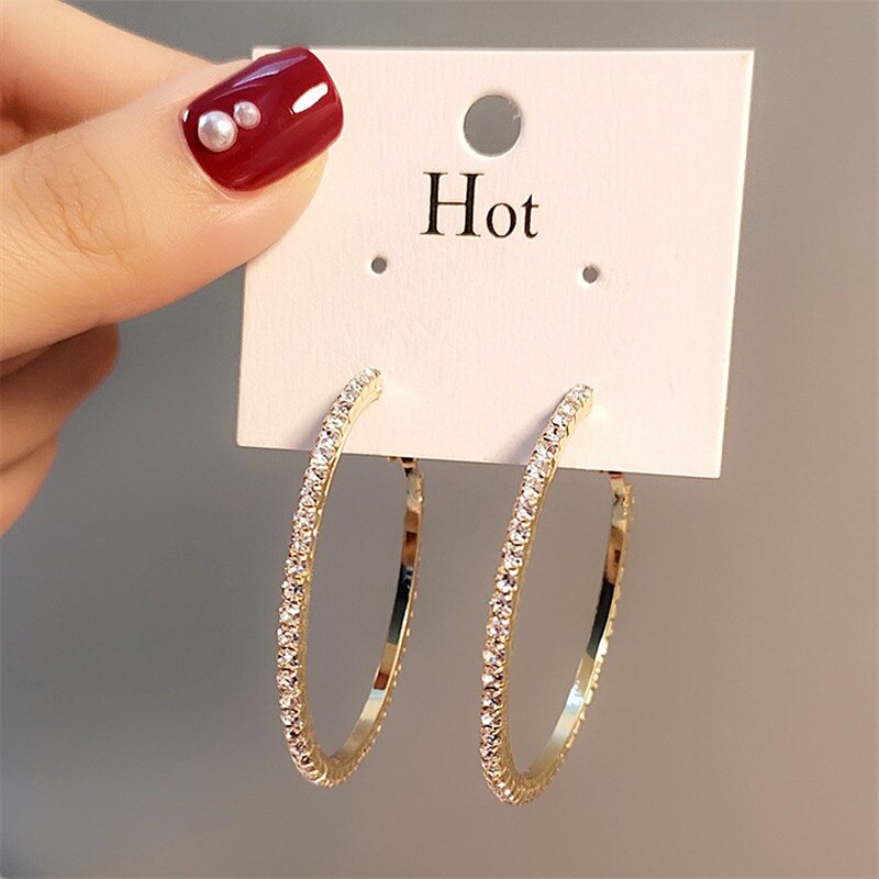 Aveuri 2023 new fashion exaggerated style shiny crystal Rhine women's Big Round Earrings exquisite luxury women's Earrings Jewelry Gift