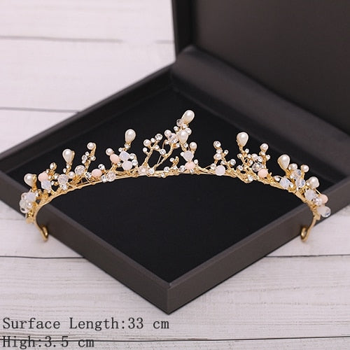 Christmas Gift Bridal Crown Golden Wedding Hair Accessories Crystal Rhinestone Bride Wedding Tiaras and Crowns Headpiece Diadema Hair Ornament