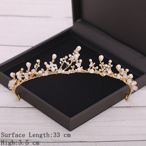 Aveuri Bridal Crown Golden Wedding Hair Accessories Rhinestone Bride Wedding Tiaras and Crowns Headpiece Diadema Hair Ornament