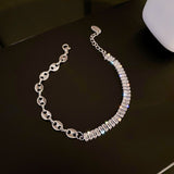 AVEURi 2023 Exquisite Luxury Geometric Crystal Bracelet For Women Wedding Gold Silver Color Adjusted Chain Zircon Bracelets Jewelry