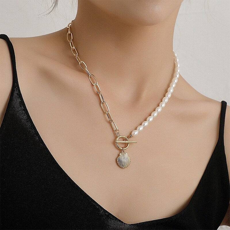 Vintage Wedding Pearl Choker Necklace For Women Geometric Gold Silver Beads Pendant Necklaces Jewelry Statement Collier 2023