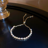 AVEURi 2023 Exquisite Luxury Geometric Crystal Bracelet For Women Wedding Gold Silver Color Adjusted Chain Zircon Bracelets Jewelry