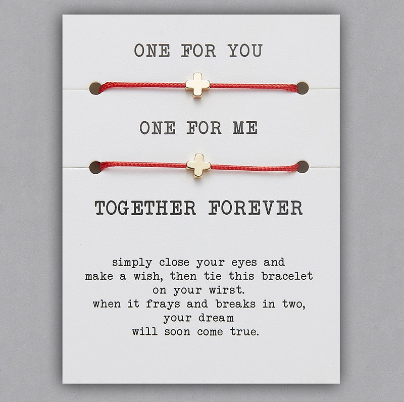 Christmas Gift 2pcs/set ONE FOR YOU ONE FOR ME Together Forever Love Infinity 8 Charm Bracelet Red String Couple Bracelets Lovers Wish Jewelry