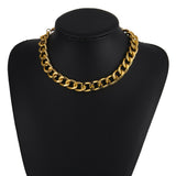 Aveuri 2023 Fashion New Punk Miami Cuban Necklace Collar Statement Aluminum Gold Color Thick Chain Necklace Women Jewelry
