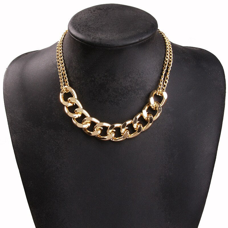 LATS 2023 Fashion New Punk Miami Cuban Necklaces for Women Collar Statement Aluminum Gold Color Thick Chain Necklace Jewelry