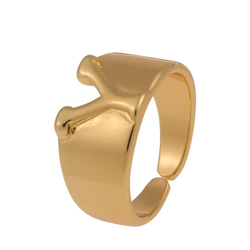 Letter Ring Women 2023 New Vintage Simple Adjustable Gold Color Hollow Opening Finger Ring For Women Jewelry Gift