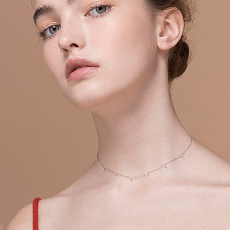Christmas Gift New Multi Zircon Choker Necklace Simple Circularity Shiny Pendant Women Gift Fine Accessories NK044
