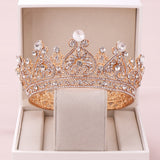 Aveuri Back to school Trendy Wedding Crown Baroque Rhinestone Crystal Crown Headband Gold Crown Wedding Hair Accessories Bridal Crown Hair Accessories