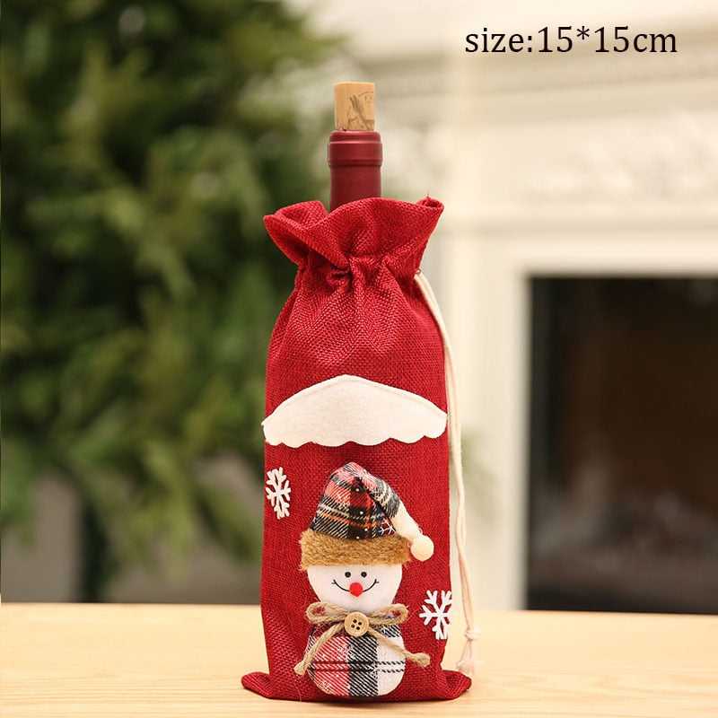 Christmas Gift Creative Santa Claus Snowman Deer Wine Set Cartoon Xmas Wine Bottle Cover Merry Christmas Decor For Home Happy New Year 2022