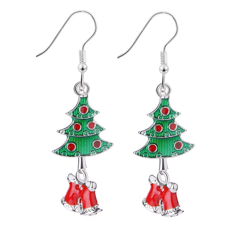 Christmas Gift New Trendy Statement Christmas Tree Earrings For Women Santa Claus Snowman Drop Earrings Jewelry Girls Christmas Gifts Wholesale