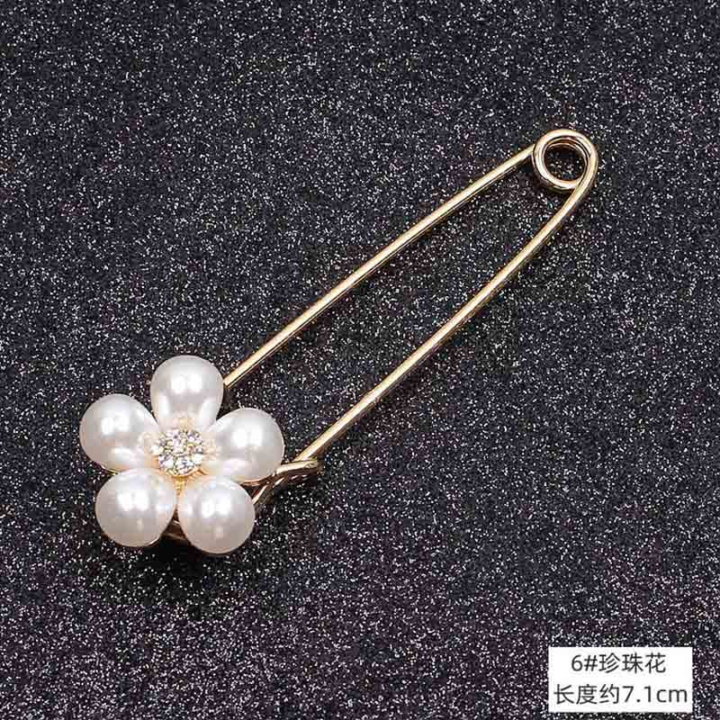 Lapel Pin Women Simulated-Pearl Pendant Pins Crystal Rhinestone Brooch For Woman Scarf Buckle Clips Hat Clothes Multipurpose Pin