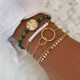 AVEURi 2023 4Pcs/Set Bohemian Gold Chain Bracelets & Bangles Vintage Exaggeration Beads Bracelet For Girls Women Jewelry