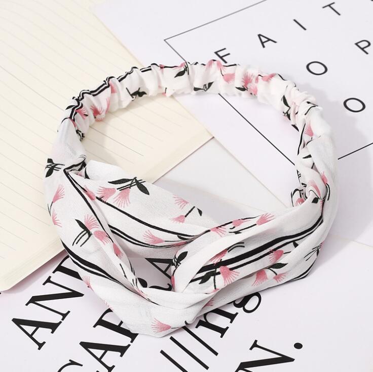 Aveuri Back to school Fashion Women Headband Cross Top Knot Elastic Hair Bands Vintage Print Girls Hairband Hair Accessories Twisted Knotted Headwrap