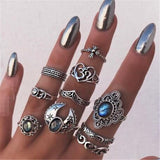 Aveuri Vintage Silver Color Rings for Women Rose Flower Elephant Finger Midi Knuckle Bohemia Jewelry