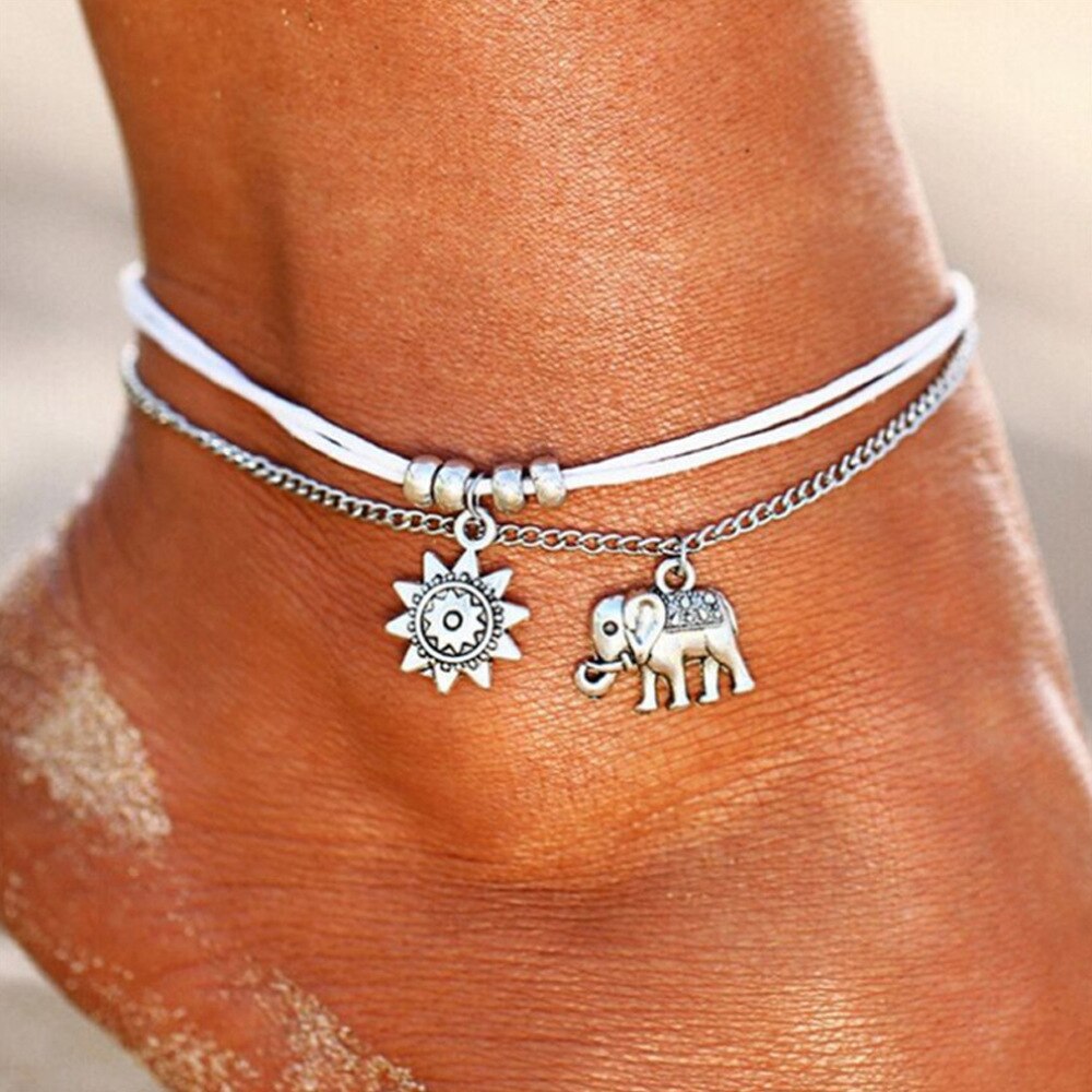 Vintage Ankle Bracelets for Women Simple Heart Love Anklets for Women Beach Charm Boho Accessories Mujer Leg Foot Jewelry