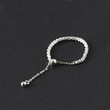 S925 Sterling Silver Sparkling Simple Gypsophila Ring Pull Adjustable Flash Ring for Women Anniversary Wedding Party Gift