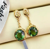 Aveuri Gold color Drop Earring for Women Fine Aretes Mujer Oorbellen Jewelry Bizuteria Natural Emerald Gemstone Orecchini Kolczyki