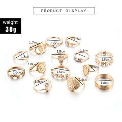 Tocona Vintage Gold Color Craved Flower Cross Crystal Midi Knuckle Rings For Women Punk Metal Flower Geometry Ring Anillos 7056