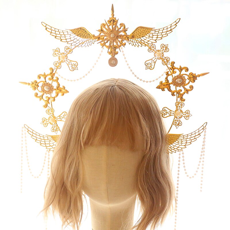 DIY Material Package Lolita European style sun wings halo tassels DIY angel headband headwear  hair accessories