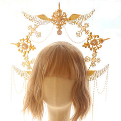 DIY Material Package Lolita European style sun wings halo tassels DIY angel headband headwear  hair accessories