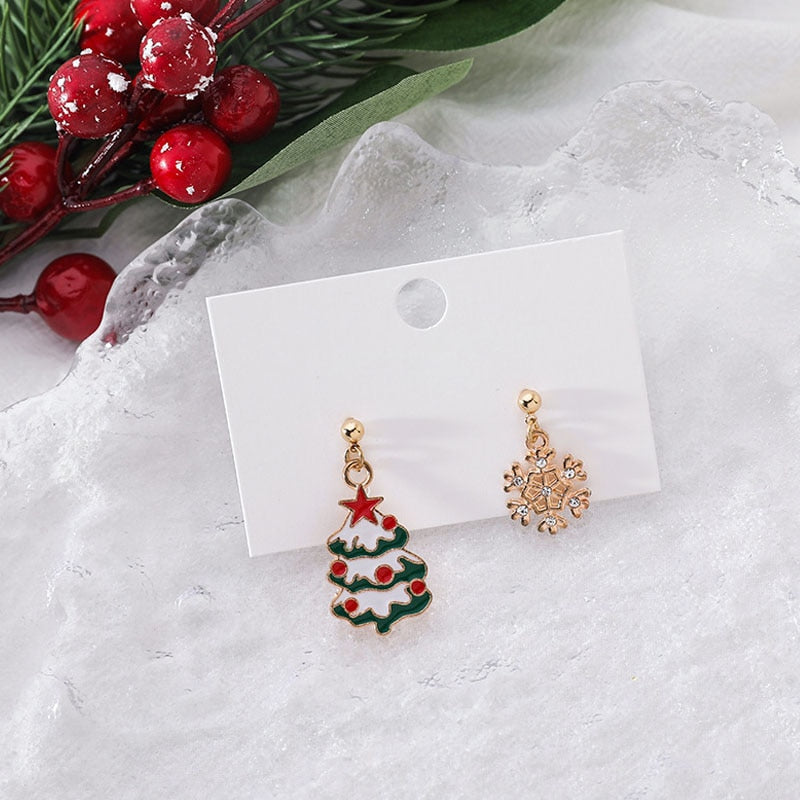 Christmas Gift New Trendy Statement Christmas Tree Earrings For Women Santa Claus Snowman Drop Earrings Jewelry Girls Christmas Gifts Wholesale