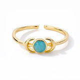 Aveuri Gold Stainless Steel Rings For Women Moon Cat Opal Adjustable Wrap Ring Wedding Accessories Jewelry Gift Bijoux Femme