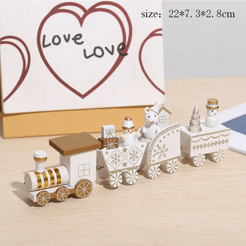 Christmas Gift Wooden Christmas Small Train Xmas Ornaments Merry Christmas Decor For Home Happy New Year 2022 Creative Kids Naviidad Gifts Toys