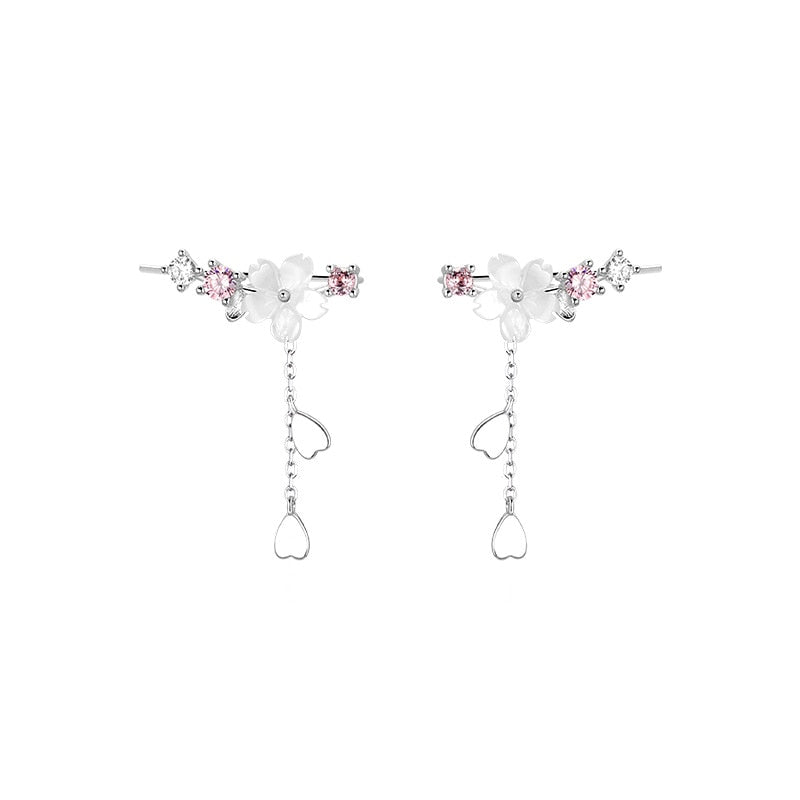 New Trendy Shell Cherry Flower Earrings Simple Design for Women Fashion Jewelry Wedding Party Gift S925 Stamp