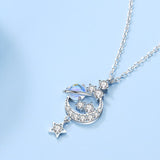 Christmas Gift Moonstone Planet Star Charm Pendent Necklace For Women Girls Party Wedding Jewelry Choker dz305