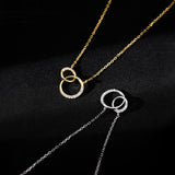 Christmas Gift Trendy Round Double Circle CZ Zirconia Necklaces & Pendants For Women Party Gift Choker NK063