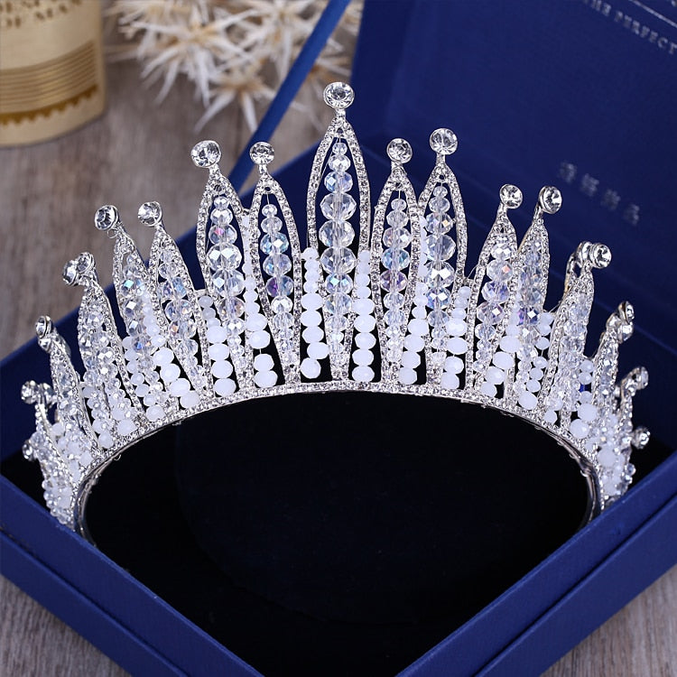 Aveuri Diverse Silver Color Gold Crystal Crowns Bride tiara Fashion Queen For Wedding Crown Headpiece Wedding Hair Jewelry Accessories