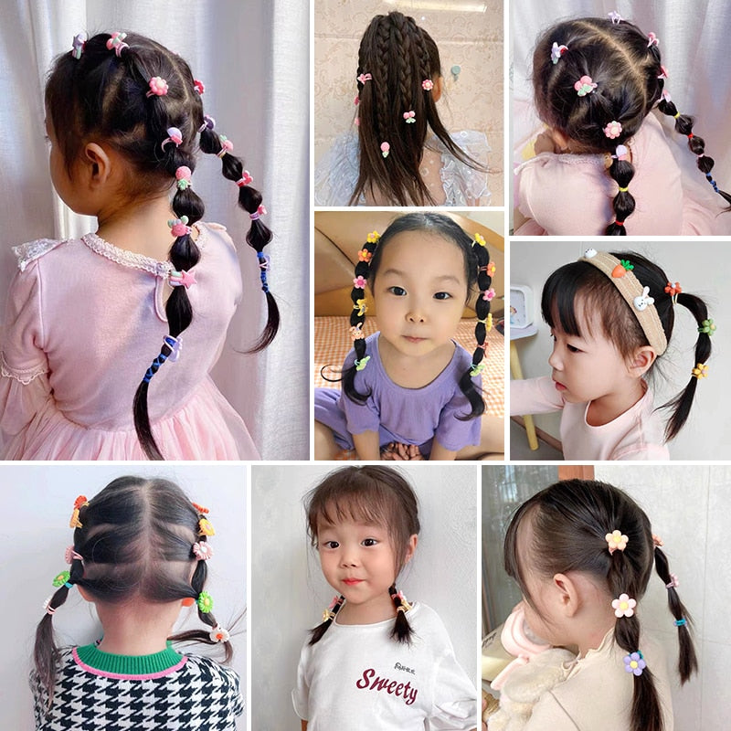 Back to school 2023 AVEURI 10PCS/Set Cute Cartoon Animals Hair Bands Girls Elastic Rubber Band Headwear Hair Accessories Kids Headband Ornaments Gift