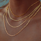 Figaro Chain Necklace Stainless Steel Link Gold Filled Choker Necklace Layered Women Girls 14"  18" 20" 24"