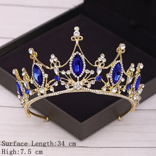 Aveuri Bridal Crown Golden Wedding Hair Accessories Rhinestone Bride Wedding Tiaras and Crowns Headpiece Diadema Hair Ornament