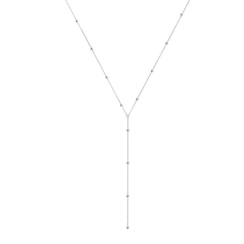 Trendy Round Bead Tassel Necklace Fashion Clavicle Chain Long Pendant Necklaces for Birthday Gift