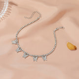 SUMENG 2023 Butterfly Anklet Rhinestone Tennis Chain Foot Chain Jewelry For Women Summer Beach Anklet Butterfly Barefoot Chain
