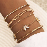 AVEURi 2023 Elegant Multilayer Cuba Chain Bracelet Sets For Women Fashion Rhinestone Pearl Beads Bracelets Bangles Hip Hop Jewelry