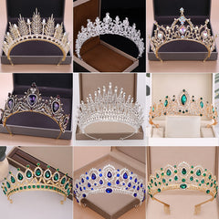 Aveuri Wedding Crown Bridal Headpiece Gold Silver Color Rhinestone Crystal Diadem Queen Crown Princess Tiaras Wedding Hair Jewelry