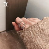 Christmas Gift 2023 new luxury exaggerated crystal opening U-ring for women's wedding party temperament index finger for rings girl‘s ’jewelry