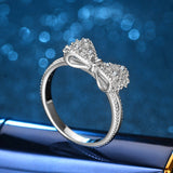 Christmas Gift  Rings For Women Silver Bow-knot Cubic Zirconia Fine Jewelry Lovely Bridal Wedding Accessories Drop Shipping CC3181