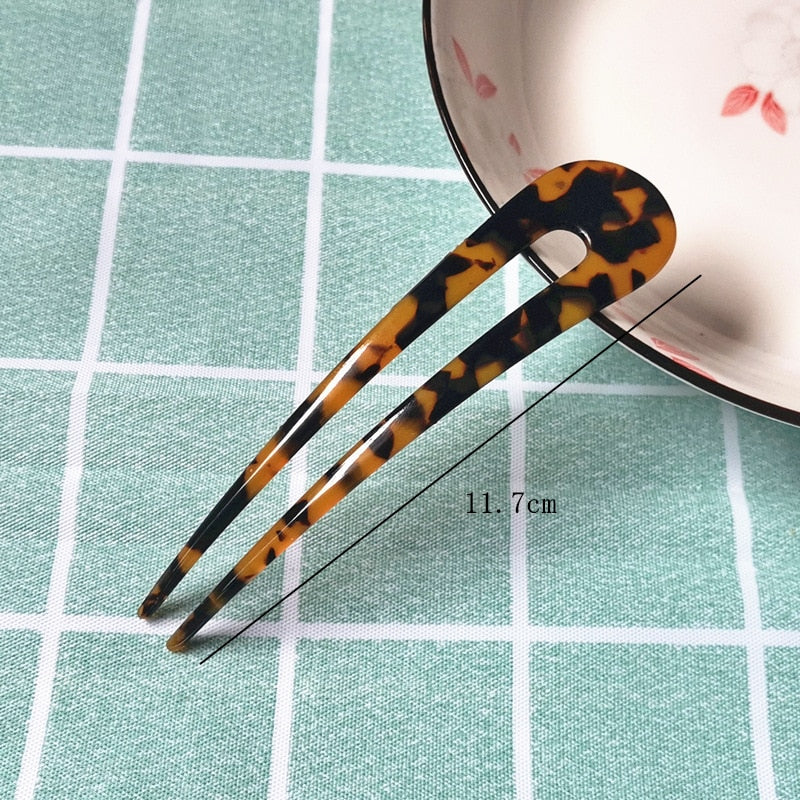 Aveuri Back to school Fashion Acetate Hair Sticks For Women Shell Hair Clip Hair Pins U Shape Girls Hairpins Hair Bun Maker Wedding Hair Accessories