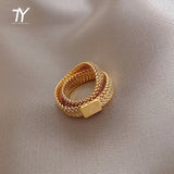 Christmas Gift Design Sense Gold Snake Bone Chain Double Layer Rings For Woman 2023 New Korean Jewelry Party Fashion Girl's Unusual Gothic Ring