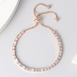 Aveuri Geometry Tennis Bracelet For Women Gift Kpop Zircon Rose Gold Color Handmade Wedding Adjustable Bracelets Jewelry H028