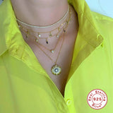Aveuri Plata De Ley 925 Necklace For Women 5 Stars Zircon Chain Around The Neck Collares Para Mujer Bijoux Femme Vintage