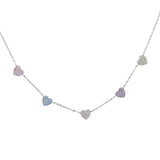 AVEURI Alloy colorful cz multi piece heart charm link chain necklace Girlfriend valentine'S day Gift faShion jewelry